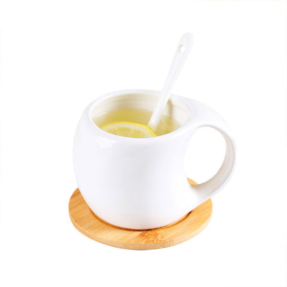 Six-piece Ceramic Cup Set with Holder and Coasters